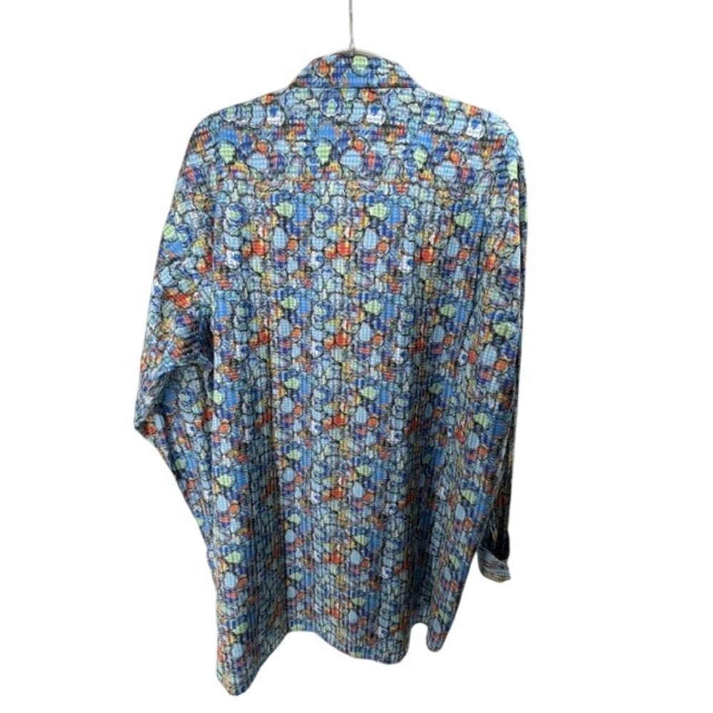 Luchiano Visconti Black Label Shirt 2XLT NWT Big Tall Abstract Blue Button Up - Picture 6 of 8
